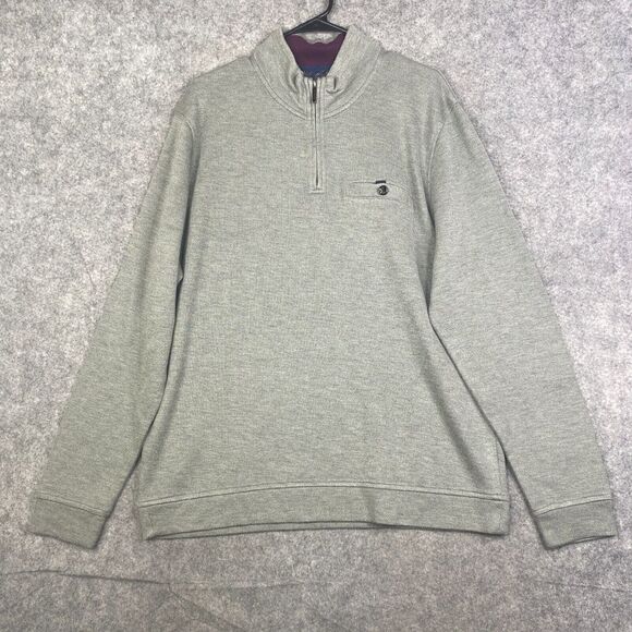 Ted Baker London Gray Men's Long Sleeve 1/4 Zip Up Pullover Sweater Sz 7 - Picture 1 of 7